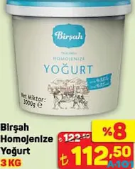 BİRŞAH HOMOJENİZE YOĞURT 3 KG